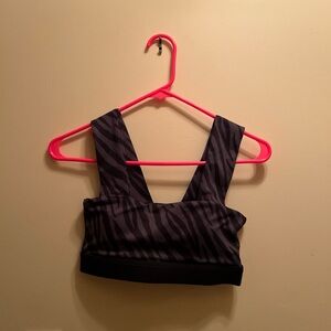 Black Zebra Print Sports Bra